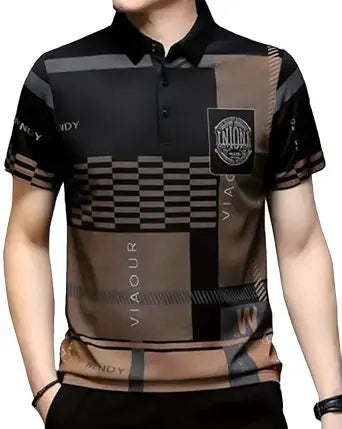 Printed Polo T-Shirt - Black - image 1