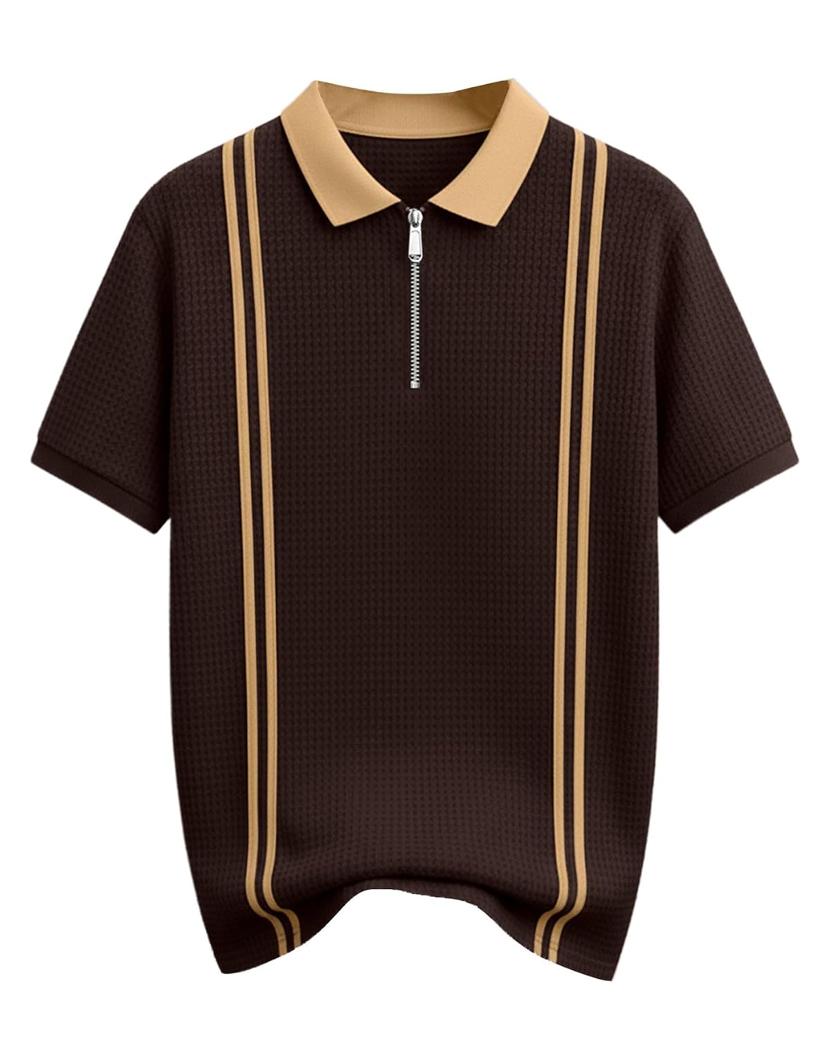 Colorblock Polo T-Shirt - Brown & Beige - image 1