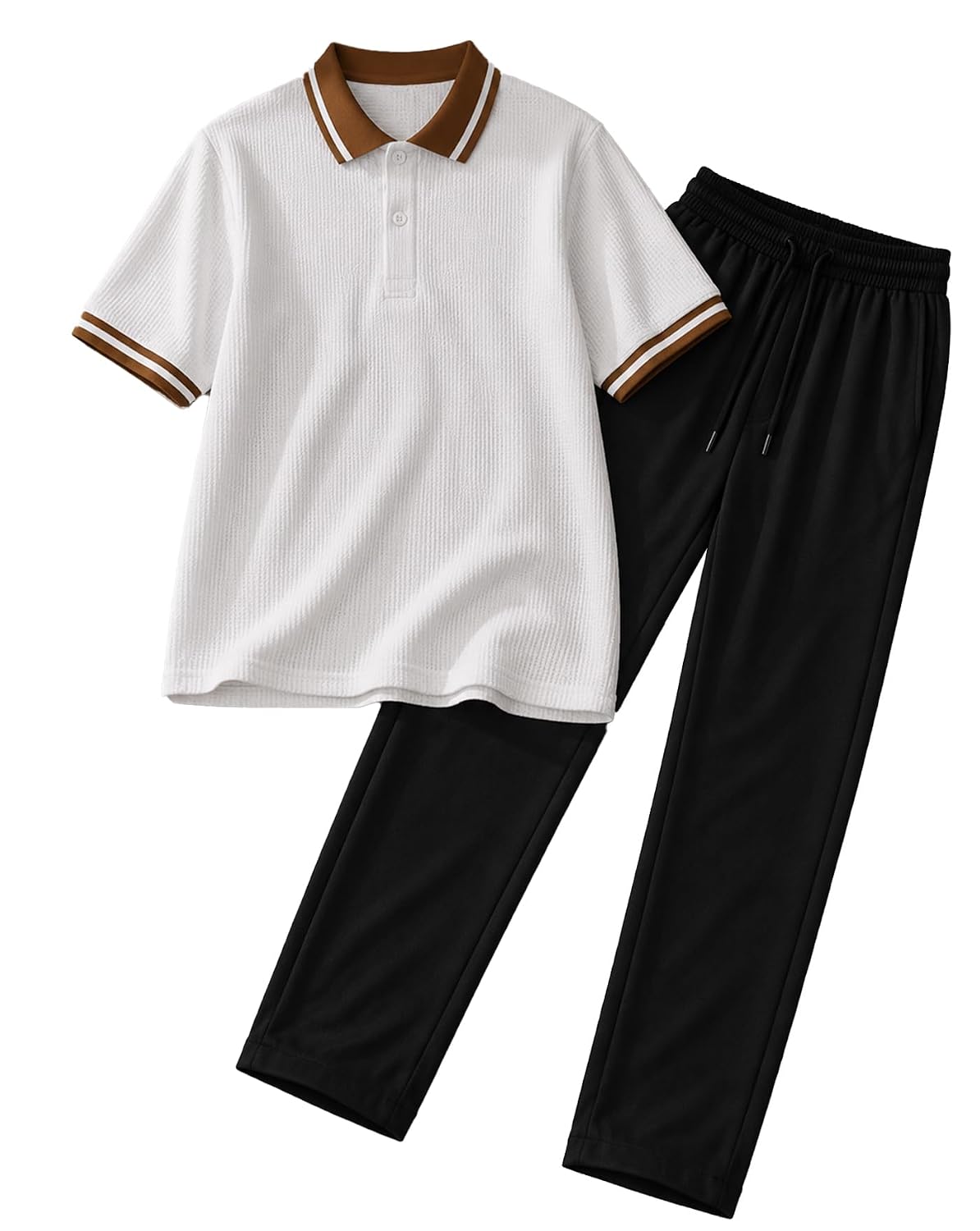 Polo Co-Ord Set - White & Black - image 1