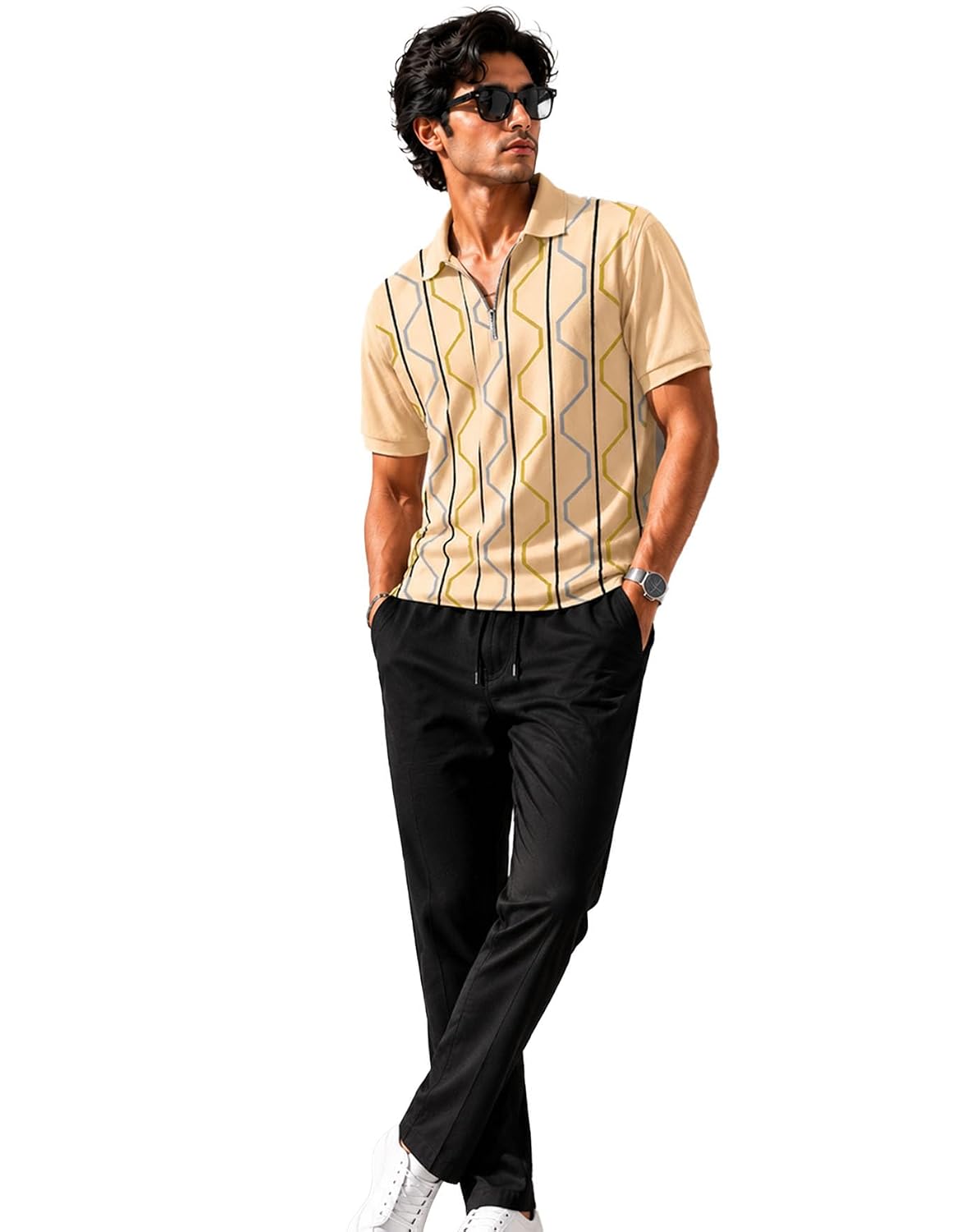 Polo Co-Ord Set - Beige & Black - image 1
