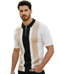 Textured Zip Polo T-Shirt - White - image 1