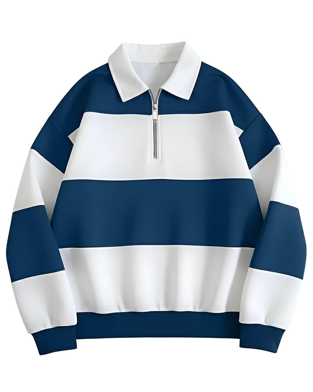 Waffle Knit Full Sleeve Polo T-Shirt - Teal & White - image 1