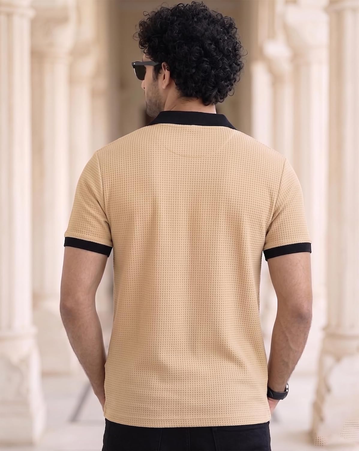 Colorblock Polo T-Shirt - Beige & Classic Black - image 3