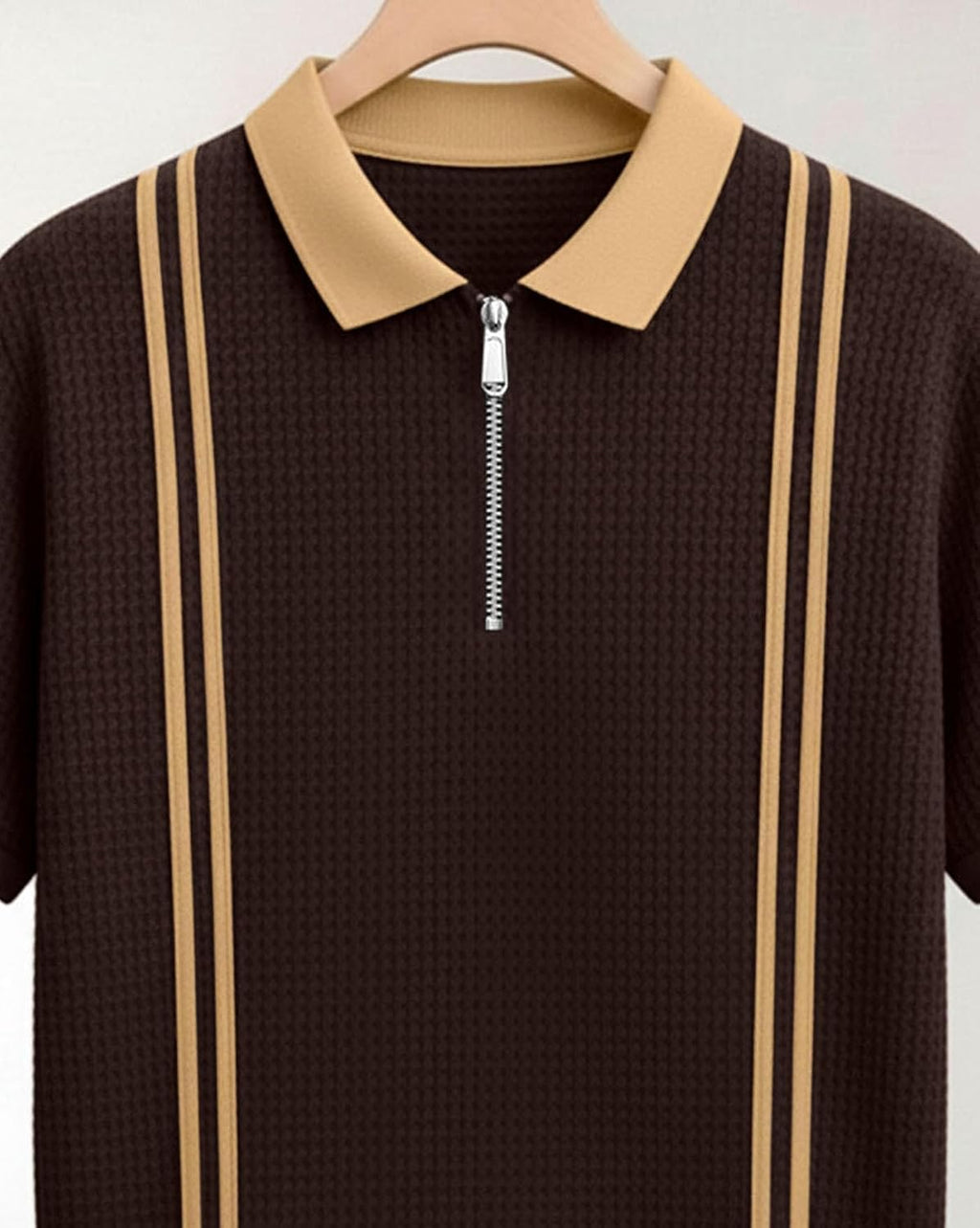 Colorblock Polo T-Shirt - Brown & Beige - image 4