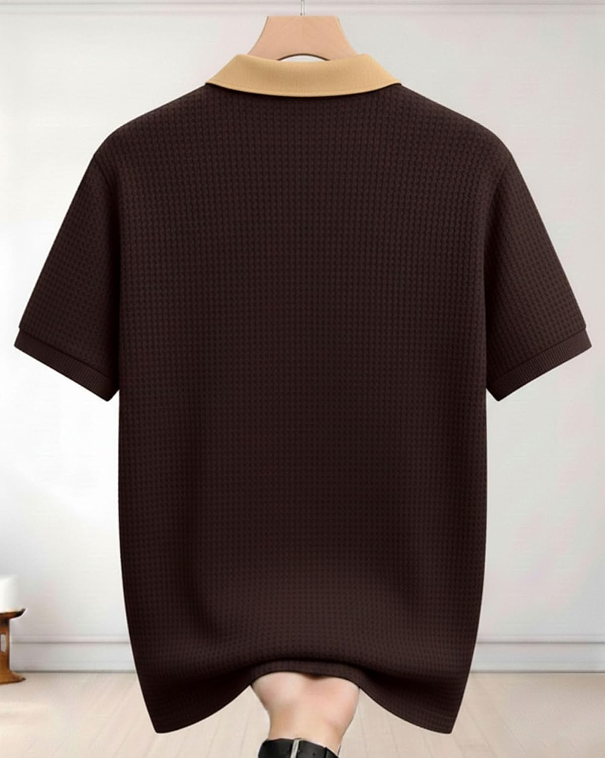 Colorblock Polo T-Shirt - Brown & Beige - image 3