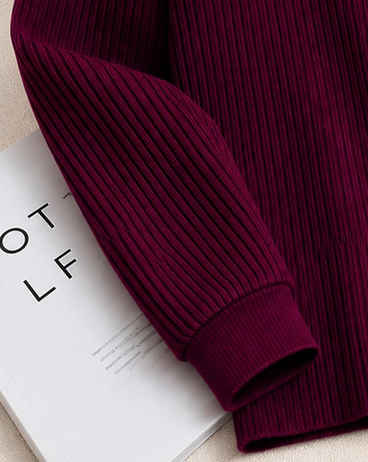 Textured Full Sleeve Zip Polo T-Shirt - Maroon - image 4