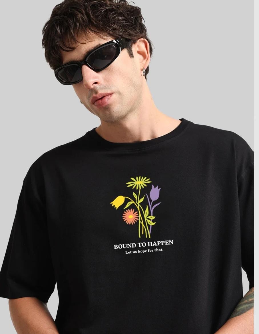 Cord Cult black floral graphic t-shirt close view