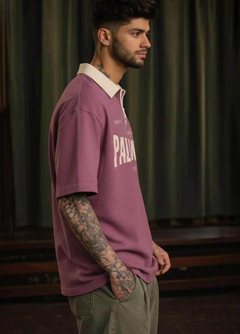 Cord Cult purple polo t-shirt side view