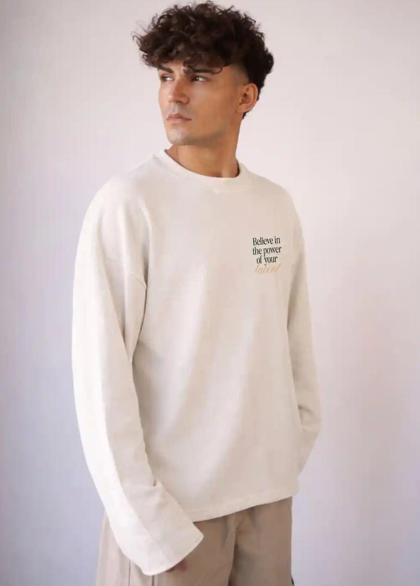 Cord Cult white long sleeve t-shirt front view