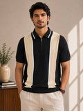 Striped Polo Neck Black T-Shirt - image 1