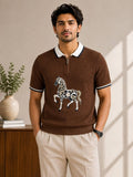 Conversational Polo Neck Brown T-Shirt - image 1