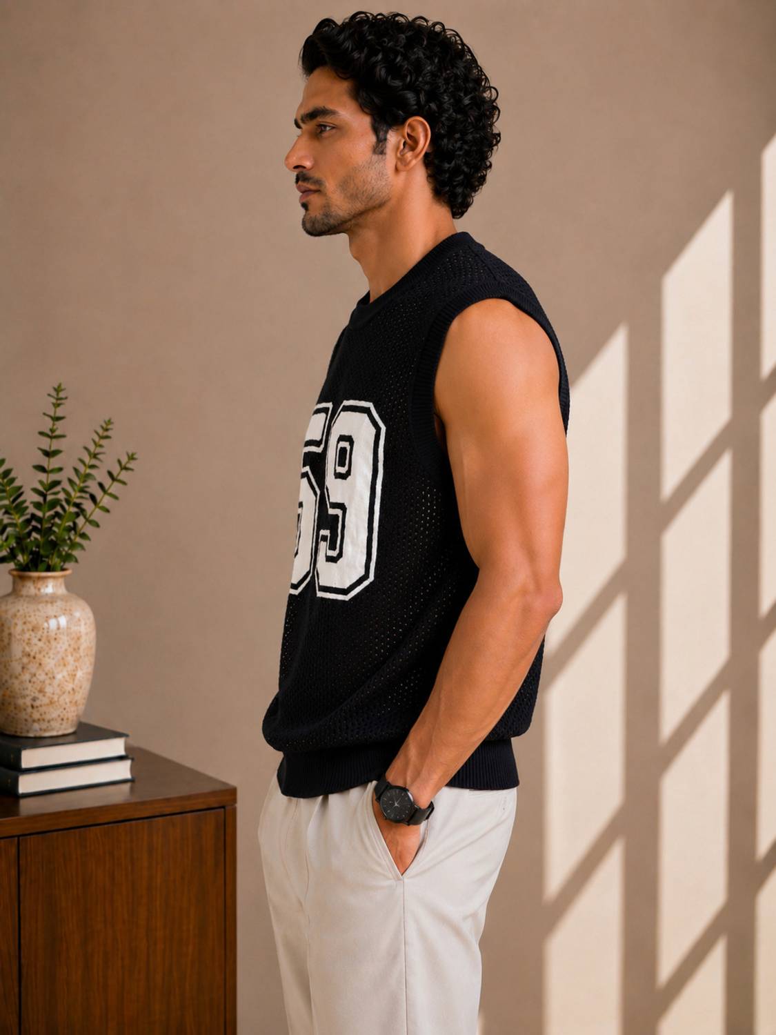 Graphic Print Round Neck Black T-Shirt - image 3