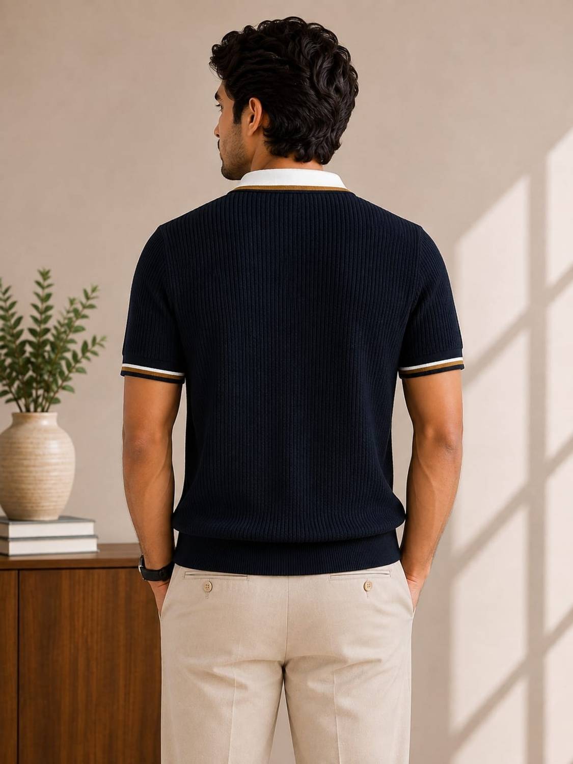 Conversational Polo Neck Navy Blue T-Shirt - image 2