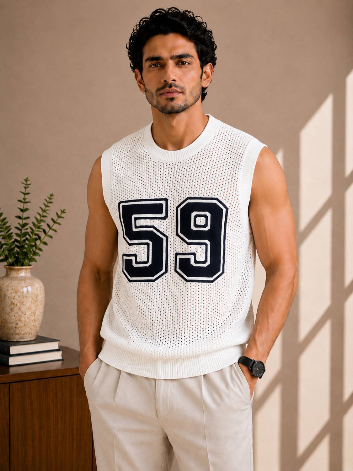 Typography Round Neck White T-Shirt - image 1