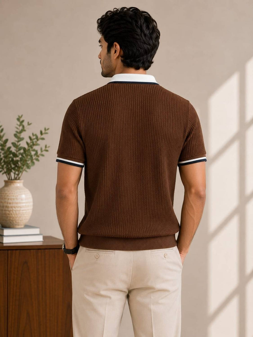 Conversational Polo Neck Brown T-Shirt - image 2